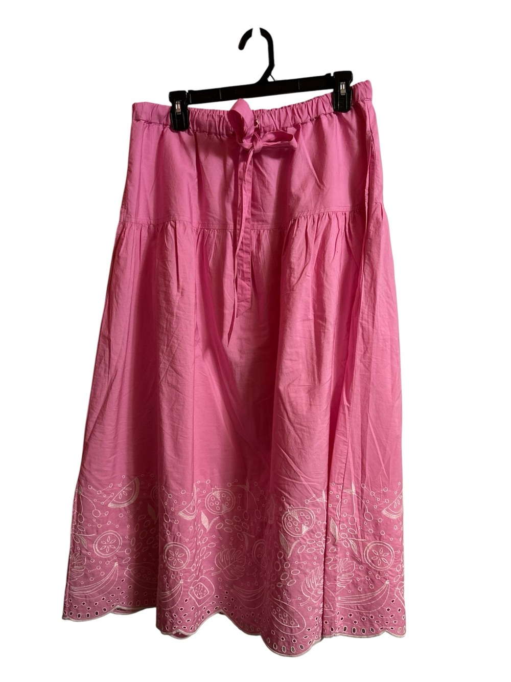 Pink Embroidered Maxi Skirt with Tie Waist size 8-10